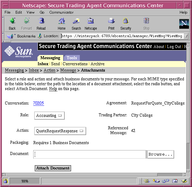 Screen capture of the Communications Center displaying the Send Page to continue a conversation.
