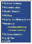 This screenshot shows the Inventory submenu items Hardware Inventory and Software Inventory, which are used for tracking hardware and software components.