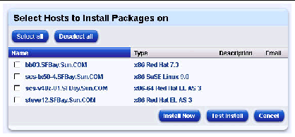 This figure show the Select Hosts to Install Packages on Window