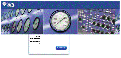 Copie d'&eacute;cran de la page de connexion de l'interface utilisateur de Sun Control Station. 