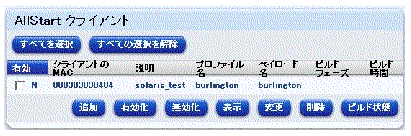 ���Υ����꡼�󥷥�åȤϡ�AllStart ���饤����ȡץơ��֥�򼨤��Ƥ��ޤ����ܥ���ϡ��ɲáס���̵�����ס���ͭ�����ס���ɽ���ס����ѹ��ס��ֺ���ס������ơ֥ӥ�ɾ��֡פǤ���