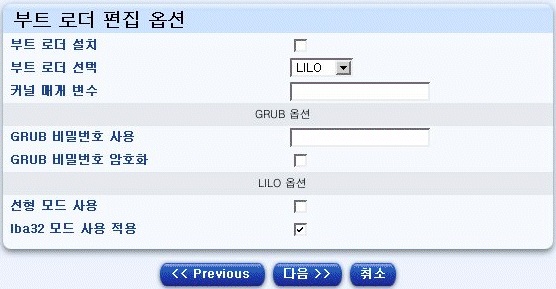 �� �׸��� Red Hat�� ��Ʈ �δ� ���� �ɼ� ���̺��� �����ݴϴ�.