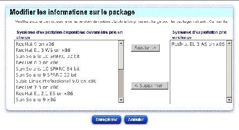 Cette figure illustre la fenêtre Modifier les informations sur le package