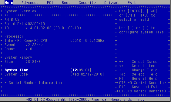 image:Graphic showing BIOS Setup utility: Main menu.