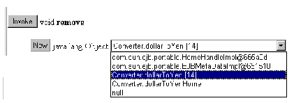 Screenshot showing the Invoke Methods on Bean Name frame with possible new classes offered for selection.