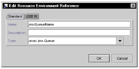 Screenshot of the web module node's Add Resource Environment Reference dialog.
