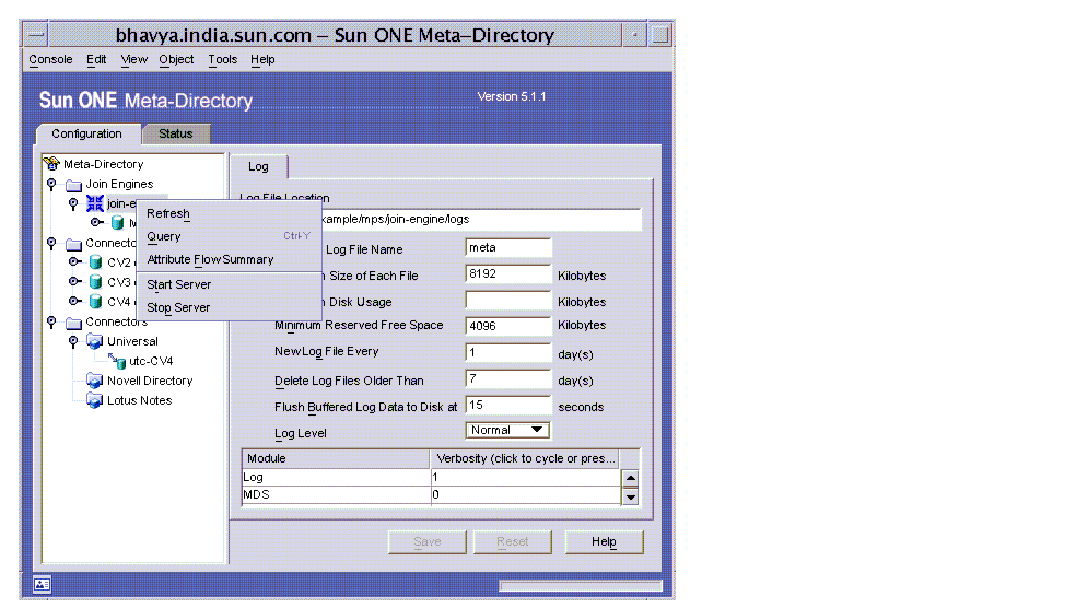 Figure shows the options available for selection for the selected instance.