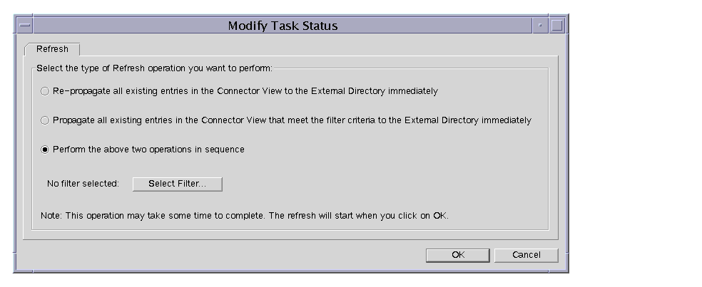 Figure shows the ’Modify Task Status’ dialog box.