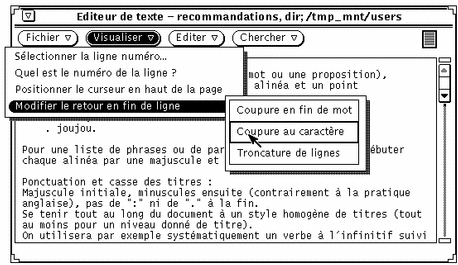 Menus De L Editeur De Texte