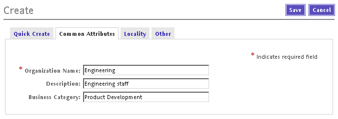 Use the Common Attributes page to provide information about the new organizational unit.