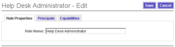 Use the Edit page to edit the role properties, principals, or capabilities.