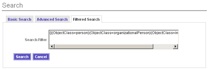 Use the Filtered Search tab to specify a free-form query string.