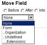 Move Field drop-down menu