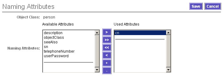 Use the Naming Attributes selection tool to add or remove naming attributes to/from the role.