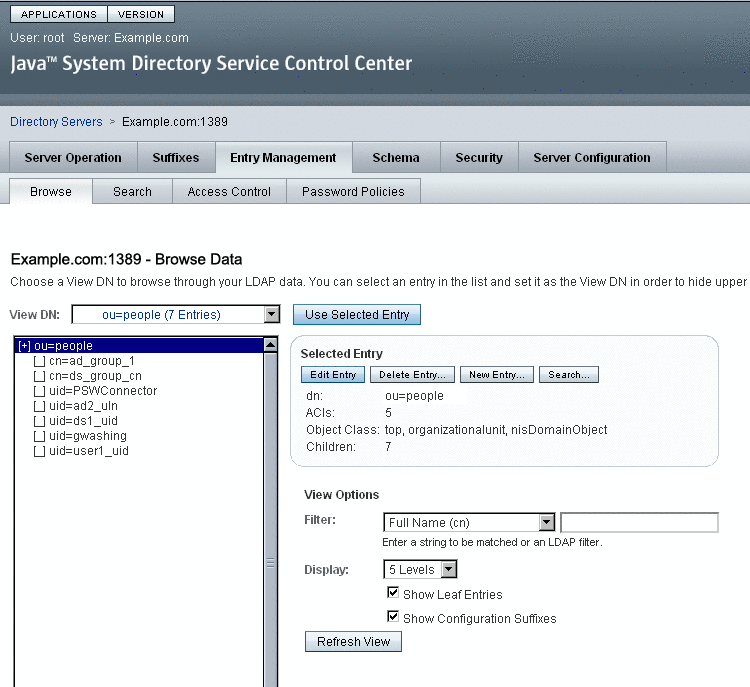 Java System Directory Service Control Center