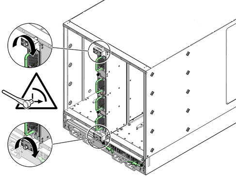 Illustration shows the fabric card bolts being secured.