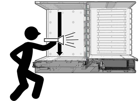 Illustration shows how to check the fabric card XBOW connectors.