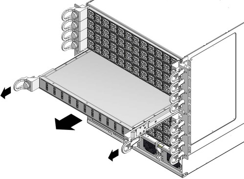 Illustration shows a line card filler being removed.