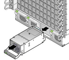 Illustration shows a power supply being removed.