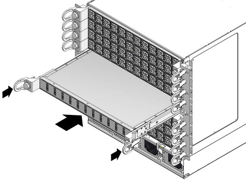 Illustration shows a line card filler being installed.