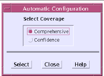 Screenshot of the SunVTS Automatic Configuration test mode dialog box.