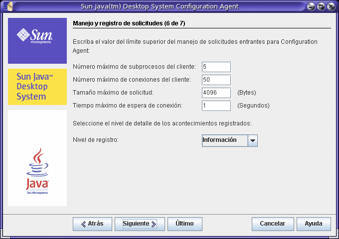 Manejo de solicitudes y registro cronológico de Configuration Agent
