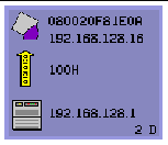 The firmware download indicator is a yellow vertical progress graph on an upward pointing arrow.