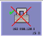 A large red X drawn through a lock symbol next to a green check mark over the IP address indicates that the client refuses to connect. The code is 15D.