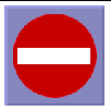 This OSD shows a large red circle on a blue field. The circle is crossed by a large white horizontal bar, indicating that access is denied.