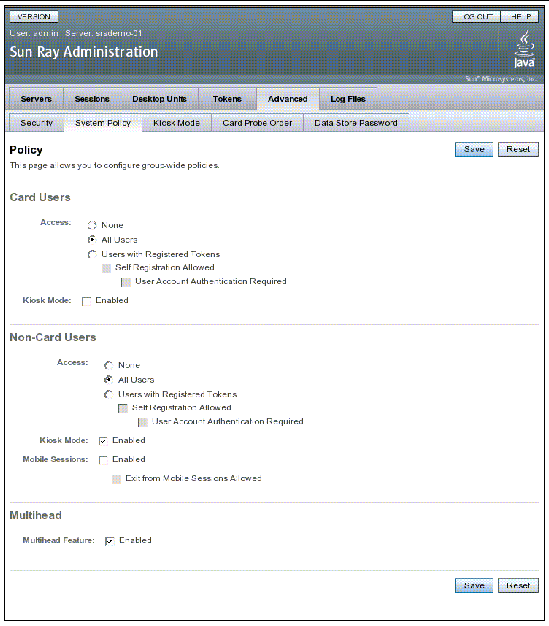 Radio buttons and check boxes for policy settings