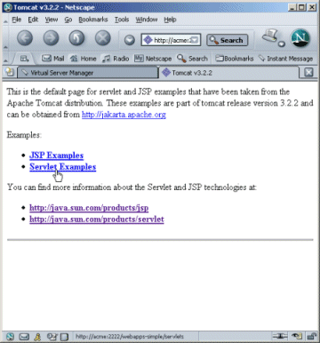 Figure showing the webapps-simple sample application deployed on the server.