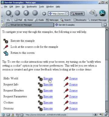 Figure showing the contents of the servlet listing on the webapps-simple web application.