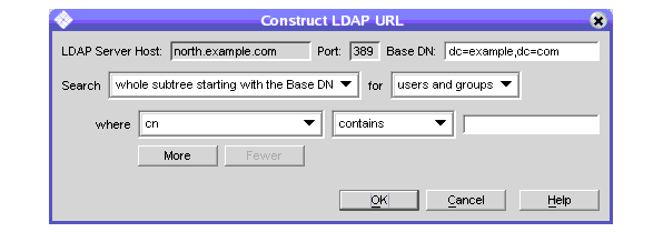 You can use this dialog box to define the LDAP URL.