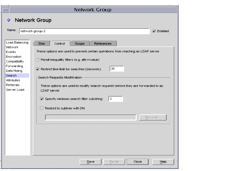 Directory Proxy Server  Configuration Editor Network Groups Search/Control window.