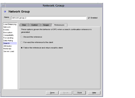 Directory Proxy Server  Configuration Editor Network Groups Search/References window.