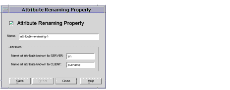 Directory Proxy Server  Attribute Renaming Properties window.