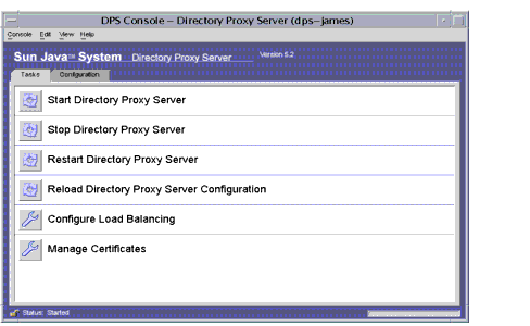 Directory Proxy Server Tasks tab.