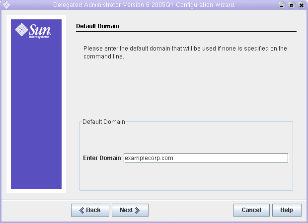 顯示 [Enter Domain] 文字欄位中的值為 examplecorp.com 的螢幕擷取。
