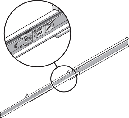 Figure shows the metal lever is near the rear end of the mounting bracket