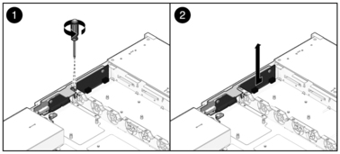 Figure showing removal of a paddle card from a T5120 server.