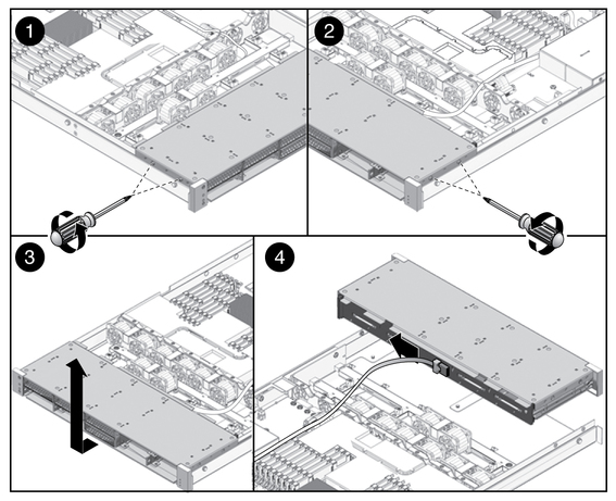 Figure showing removal of the hard drive cage.