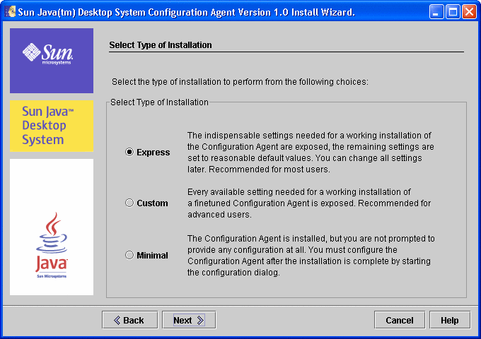 Installation type page