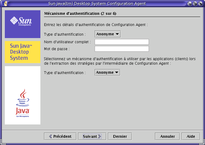 Configuration Agent, mécanisme d'authentification