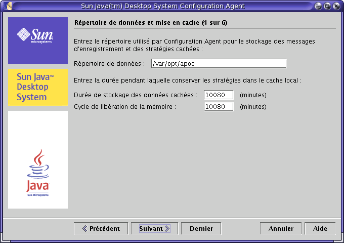 Configuration Agent, répertoire de données