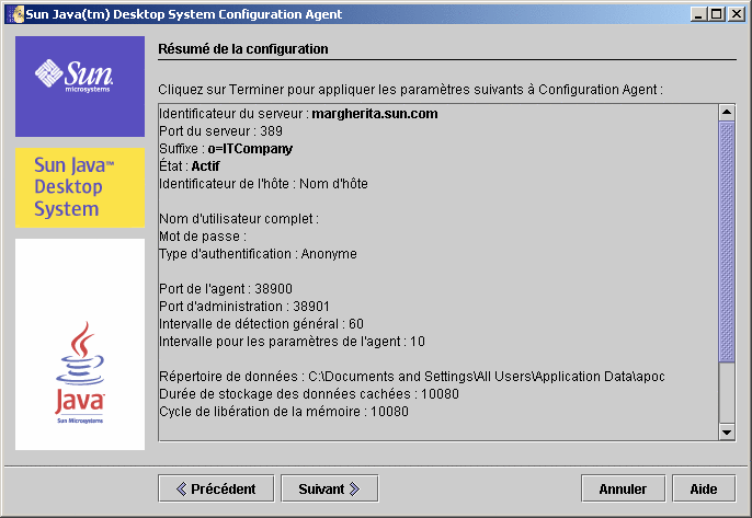 Configuration Agent, résumé