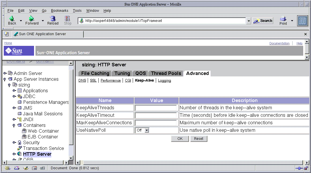 Figure shows how to configure the keep-alive subsystem