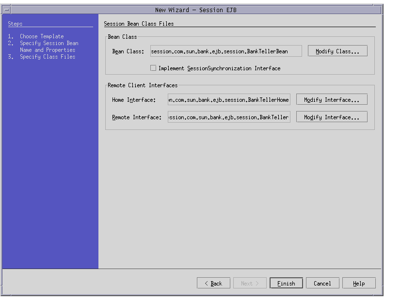 Sun ONE Studio for Sun ONE Application Server 7 Ѥå Bean  Bean 饹ۡ।󥿥եӥ⡼ȥ󥿥եκ򼨤