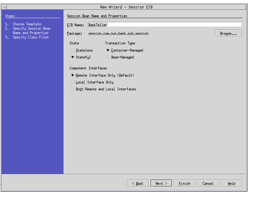 Sun ONE Studio for Sun ONE Application Server 7 Ѥå Bean κ򼨤