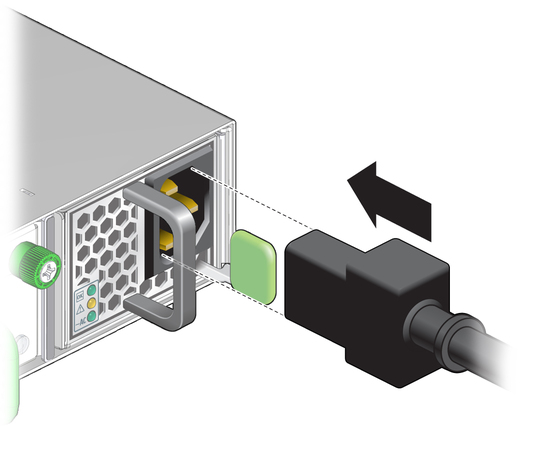 Illustration shows the power cord being installed.