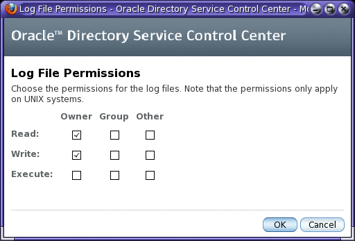 Log File Permissions screen in the DSCC